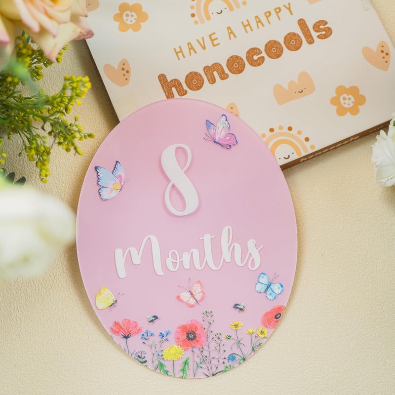 HONOCOOLS Store Baby Monthly Milestone Sign - Acrylic Baby Monthly Milestone Card - Newborn Photography Props to Document Your Baby´s Growth - Baby Announcement Sign (B11) - Image 3